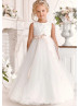 Ivory Flower Girl Dress Beaded Toddler First Communion Dress